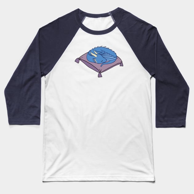 Cute blue dragon on cushion Baseball T-Shirt by ballooonfish